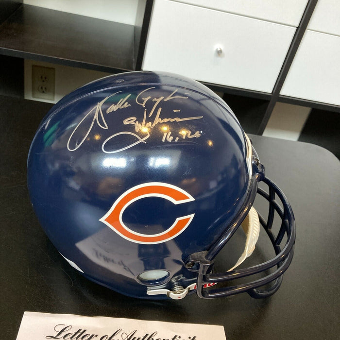 Walter Payton Signed Heavily Inscribed Chicago Bears Career STAT Helmet PSA DNA