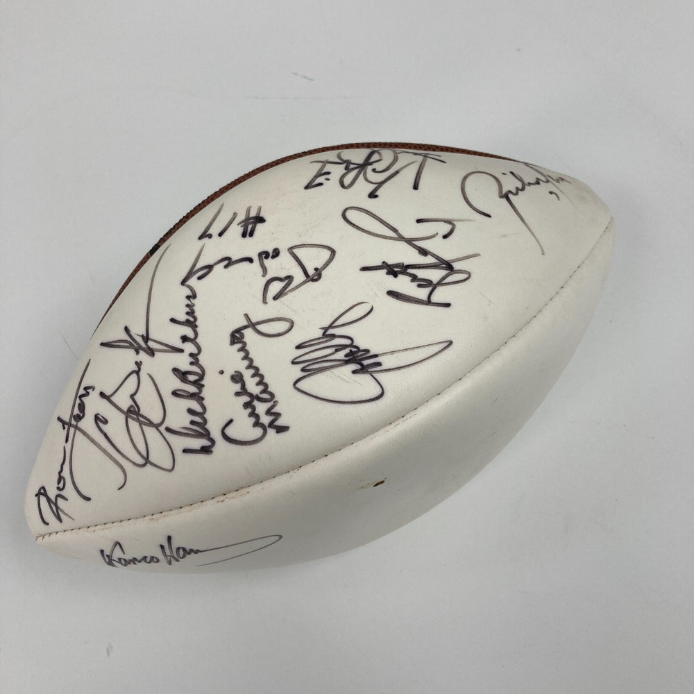 John Elway Franco Harris Brett Favre Hall Of Fame Multi Signed Football JSA