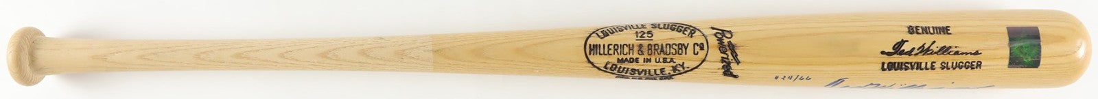 Ted Williams "HOF 1966 1941 .406" Signed Inscribed Baseball Bat MINT JSA