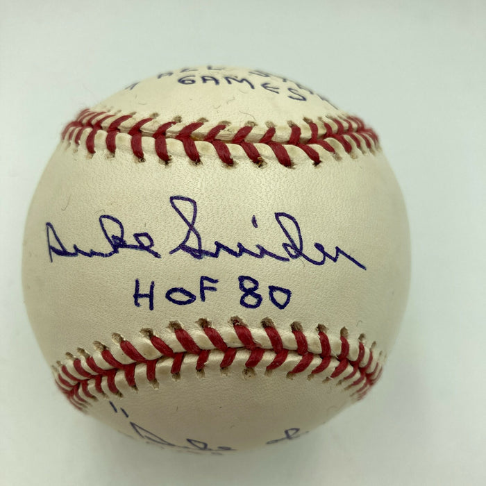 Duke Snider Signed Heavily Inscribed Career STAT Baseball With JSA COA