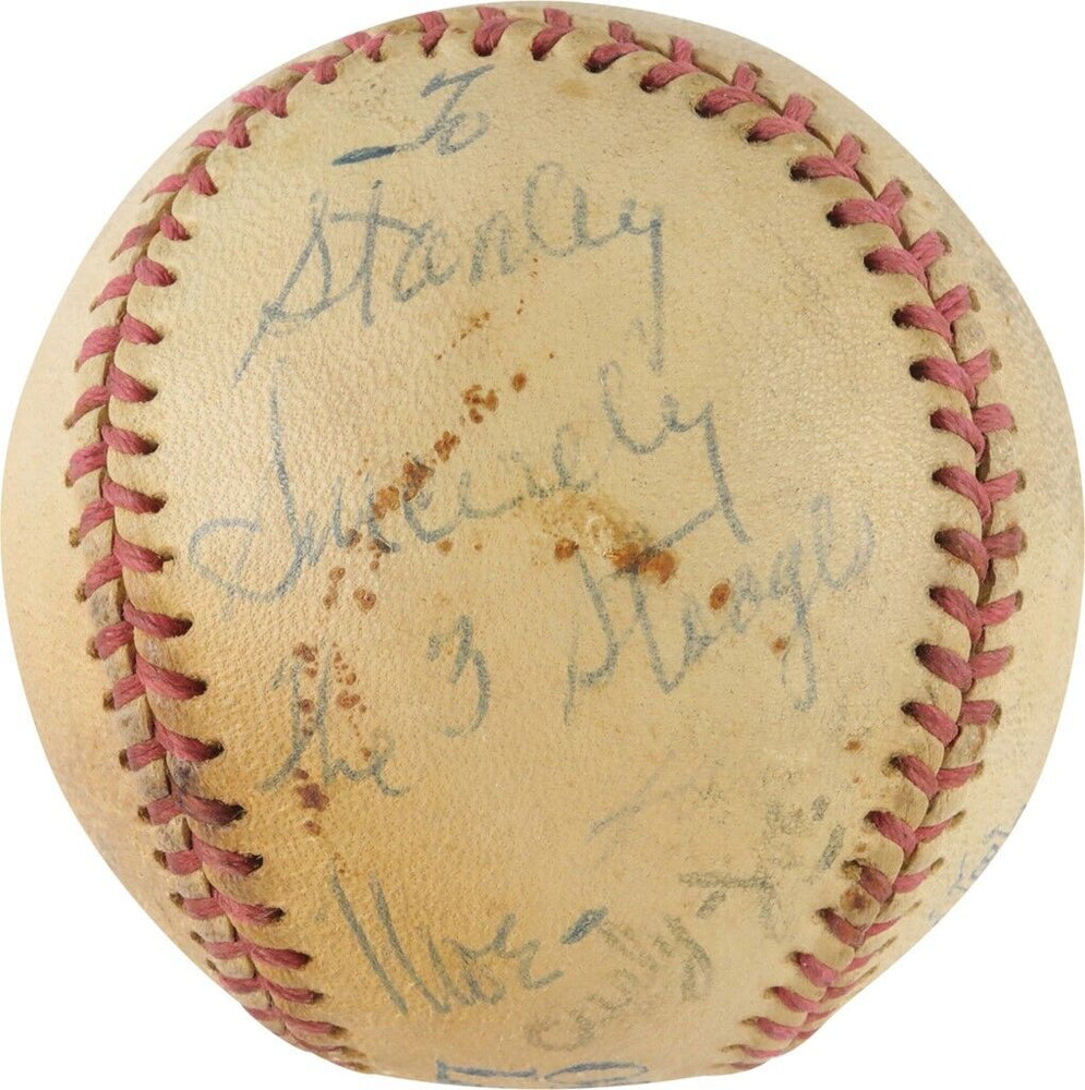 The Three 3 Stooges Signed Baseball Moe, Larry & Curly Joe JSA Only One Known