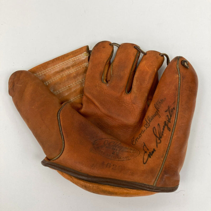Enos Slaughter  Signed 1950's Rawlings Game Model Baseball Glove JSA COA