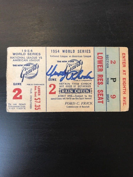 Extraordinary Dusty Rhodes Signed Original 1954 World Series Giants Ticket JSA