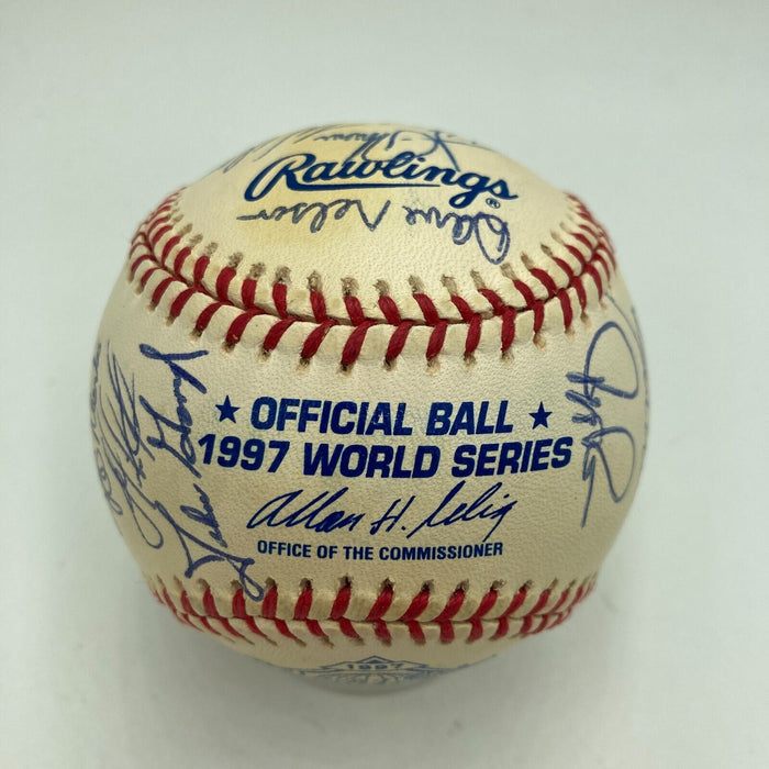 1997 Cleveland Indians AL Champs Team Signed World Series Baseball PSA DNA COA