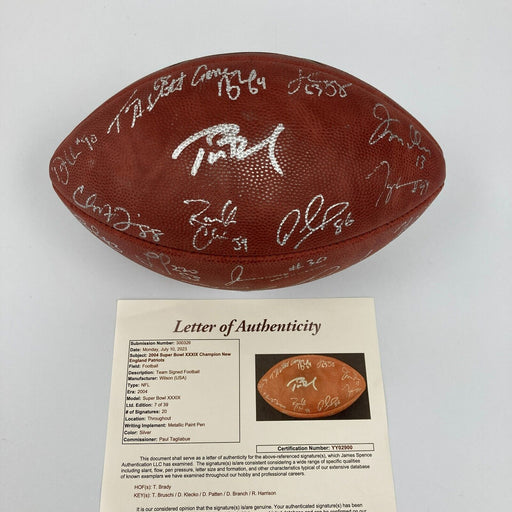 2004 New England Patriots Super Bowl Champs Team Signed Football Tom Brady JSA