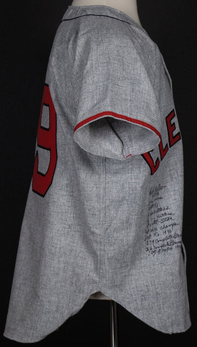 Bob Feller Signed Inscribed STATS Cleveland Indians Mitchell & Ness Jersey PSA