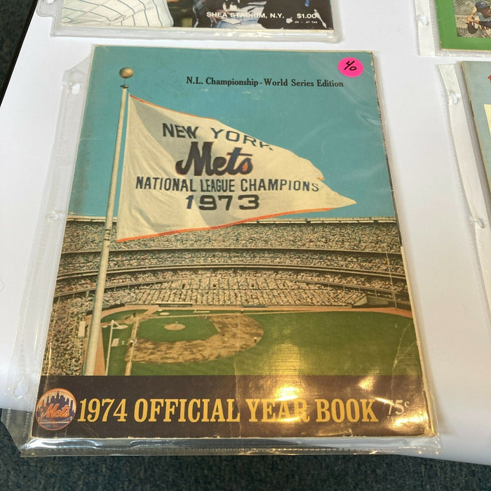 Lot Of (8) 1970's New York Mets Vintage Yearbooks With World Series