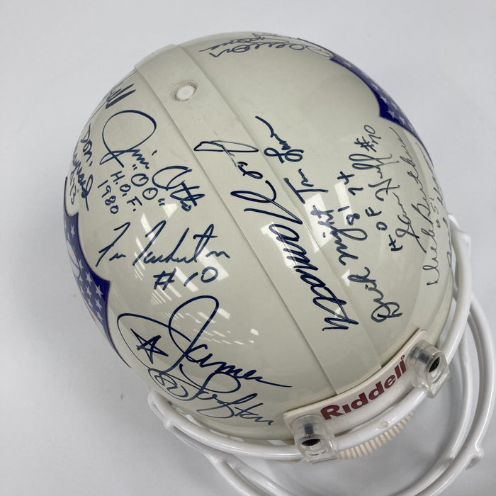 Johnny Unitas Joe Namath Len Dawson Hall Of Fame Multi Signed NFL Helmet JSA COA