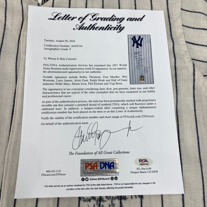 1951 New York Yankees & Giants W.S. Champs Team Signed Jersey PSA DNA MINT 9