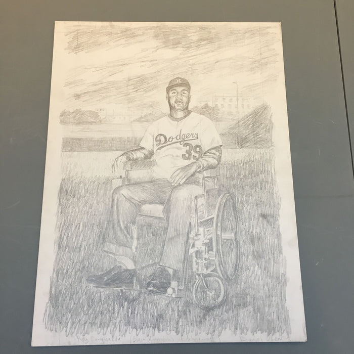 Beautiful Roy Campanella 1995 Daniel O'Leary Hand Drawn 15x20 Portrait Art