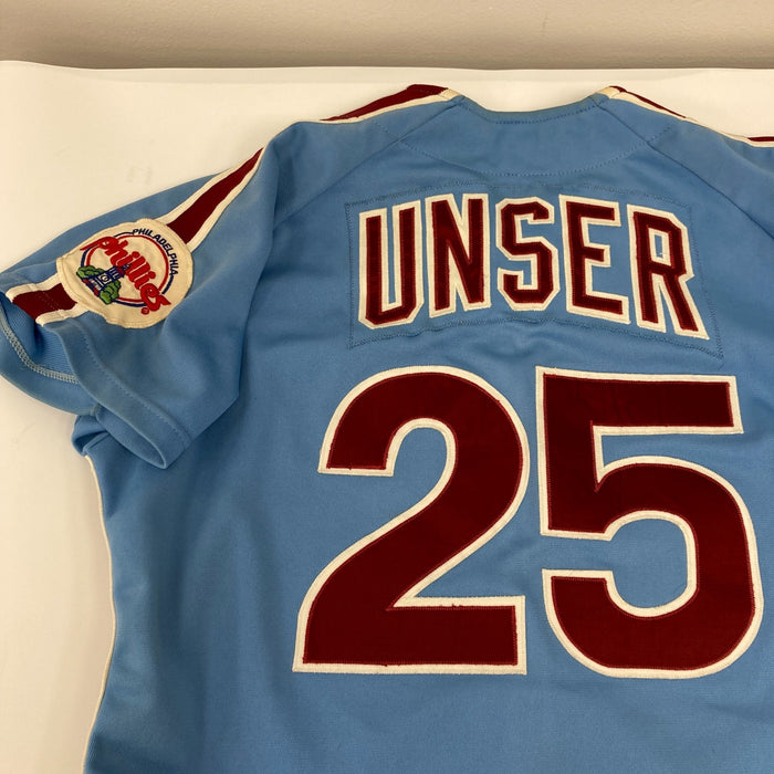 Del Unser Mike Ryan 1984-1985 Game Used Philadelphia Phillies Jersey MEARS A10