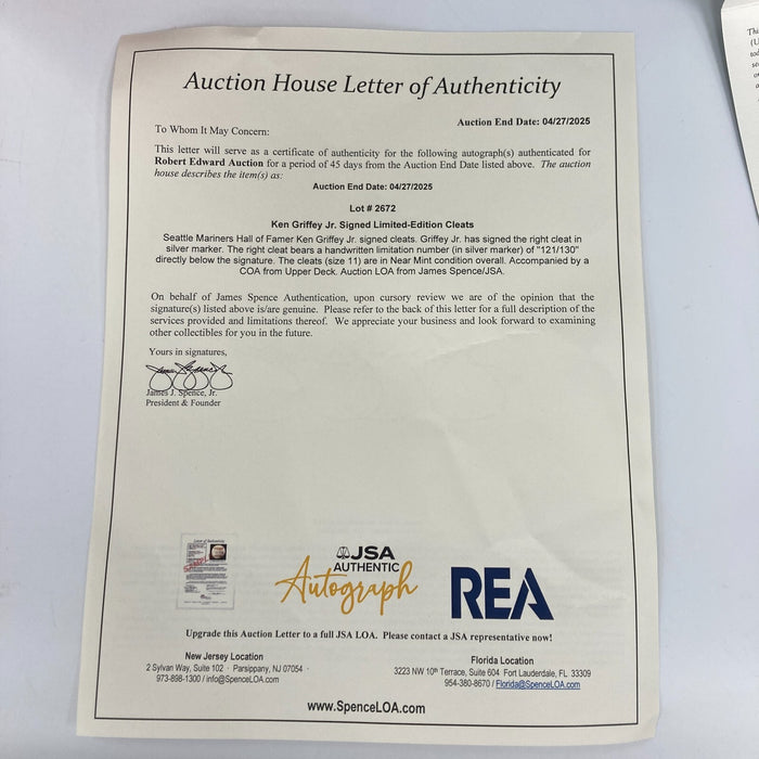 Ken Griffey Jr. Signed Nike Baseball Cleats Shoes UDA Upper Deck COA