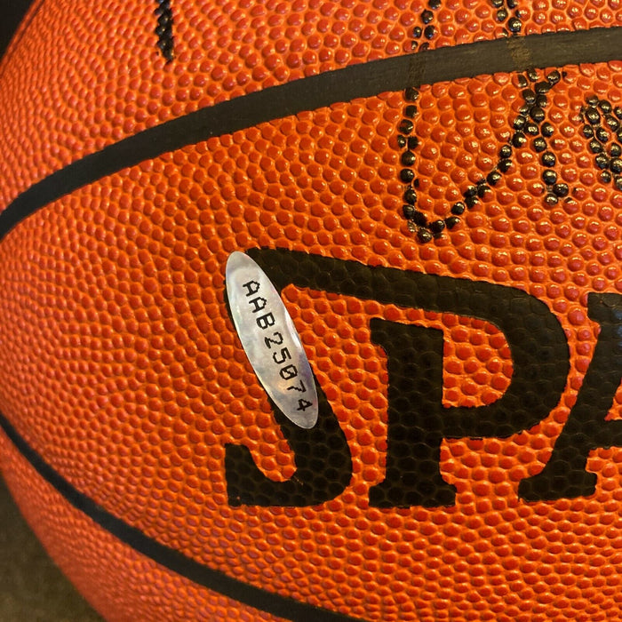 1986-87 Los Angeles Lakers NBA Champs Team Signed Basketball UDA Upper Deck COA