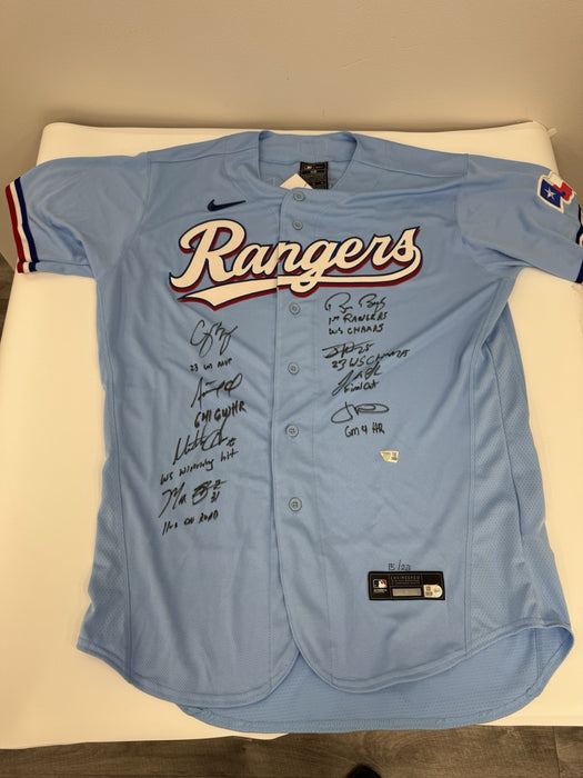 2023 Texas Rangers World Series Champs Team Signed Nike Jersey 15/23 Fanatics