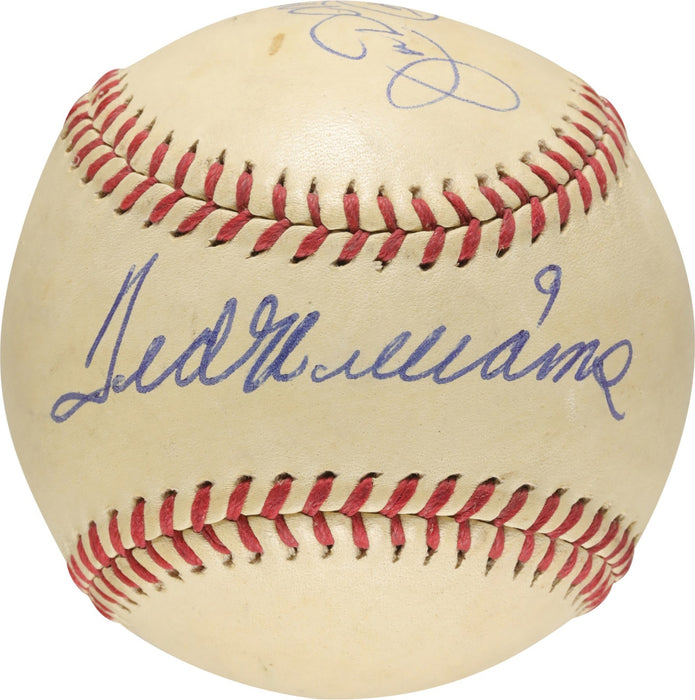 Joe Dimaggio #5 & Ted Williams #9 Signed 1940's AL Harridge Baseball PSA DNA