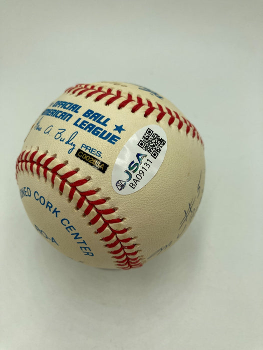 Joe Dimaggio Signed Heavily Inscribed STAT Baseball JSA COA
