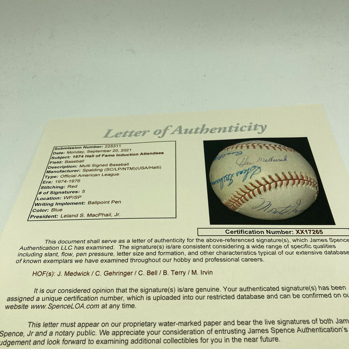 Joe Medwick Sweet Spot Hall Of Fame Multi Signed American League Baseball JSA