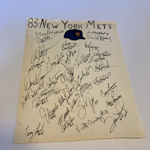 1983 New York Mets Team Signed Autographed Sheet