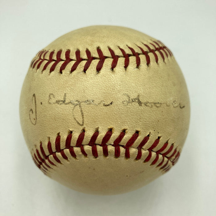J. Edgar Hoover Single Signed 1930's Baseball The Only One Known PSA & Beckett