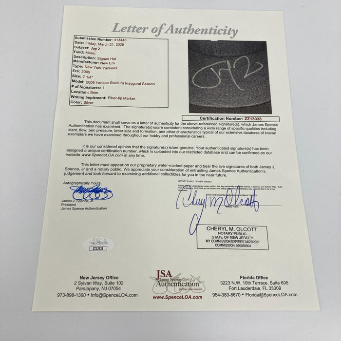 Jay Z Signed Autographed New York Yankees Hat Cap Cap JSA COA