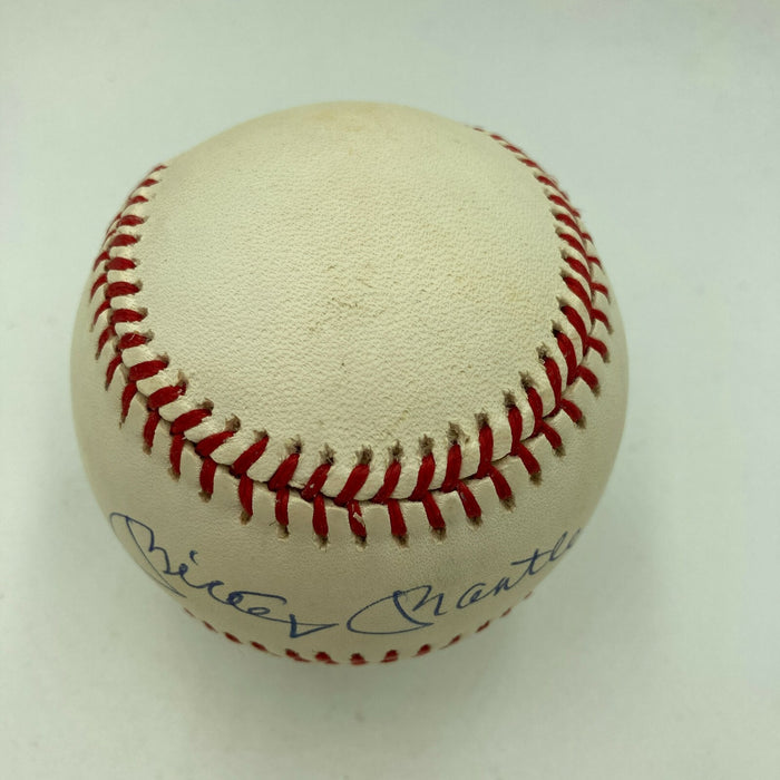 Beautiful Mickey Mantle Signed American League Baseball PSA DNA Graded MINT 9
