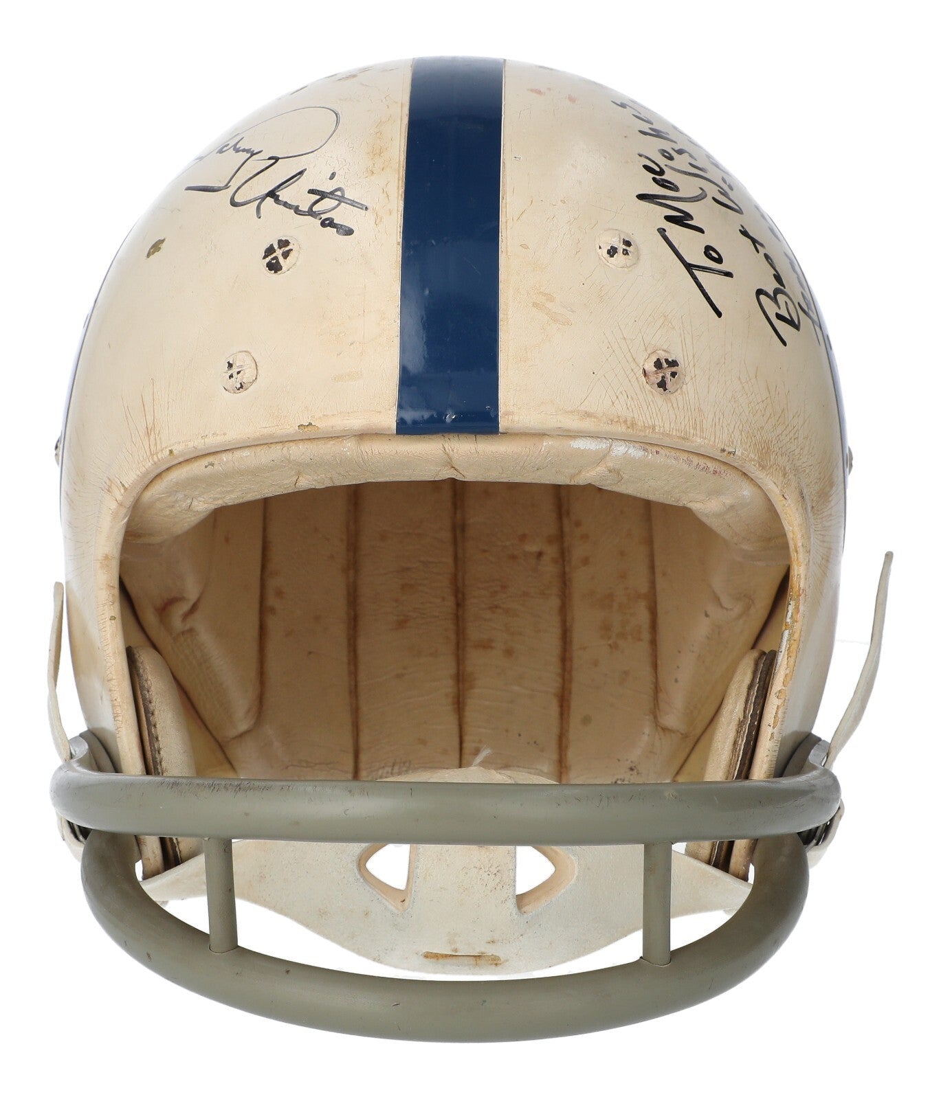 Tom Matte Signed 1970 Baltimore Colts Game Used Helmet Johnny Unitas M — Showpieces Sports