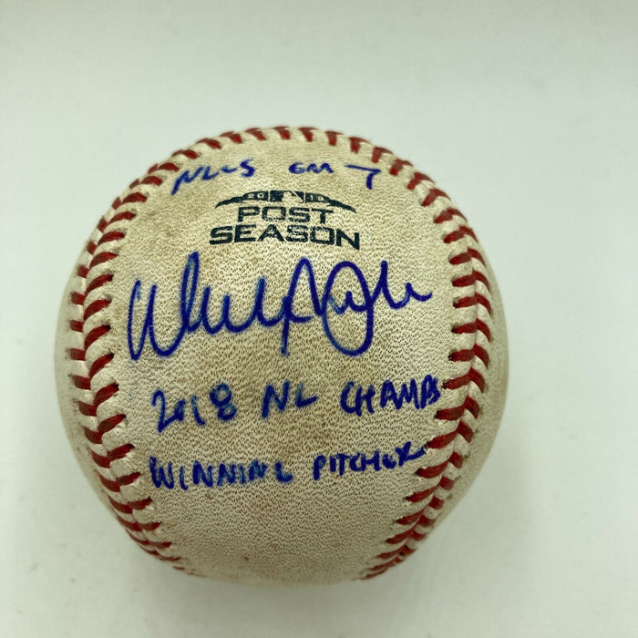 Walker Buehler NLCS Game 7 Signed INscribed Game Used Baseball Beckett & MLB COA