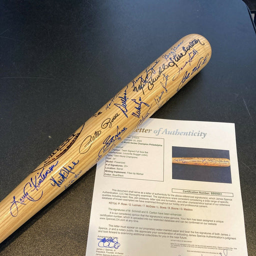 1980 Philadelphia Phillies World Series Champs Team Signed Bat 25+ Sigs JSA COA