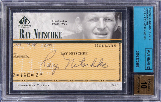 2002 Upper Deck SP Legendary Cuts Autographs Ray Nitschke BGS Auto 10 Packers