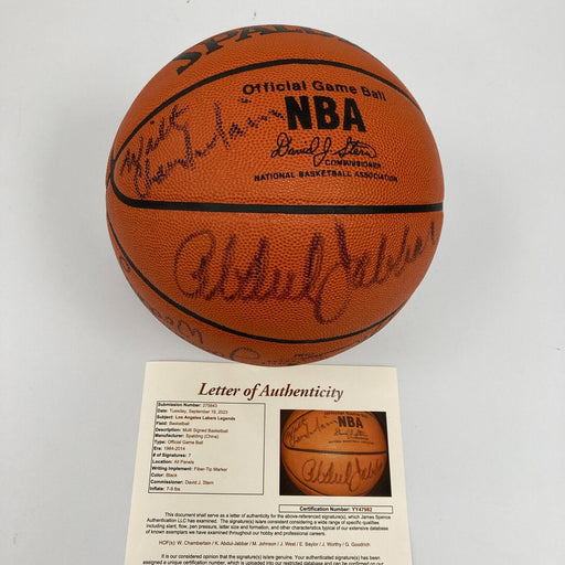 Wilt Chamberlain Abdul-Jabbar Magic Johnson Lakers Greats Signed Basketball JSA