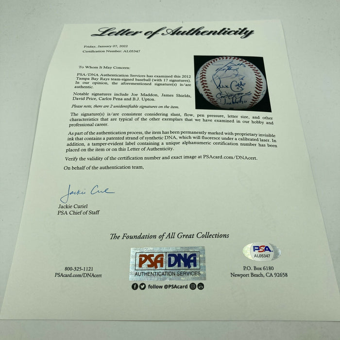 2012 Tampa Bay Rays Team Signed Major League Baseball PSA DNA COA