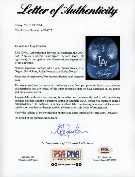 2004 Los Angeles Dodgers National League Champs Game Issued Helmet PSA DNA COA