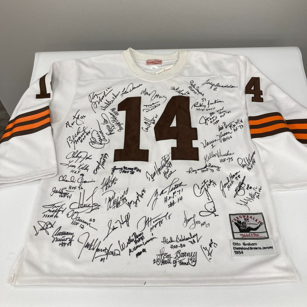 NFL Hall Of Fame Multi Signed Mitchell & Ness Jersey With 50+ Signatures JSA COA