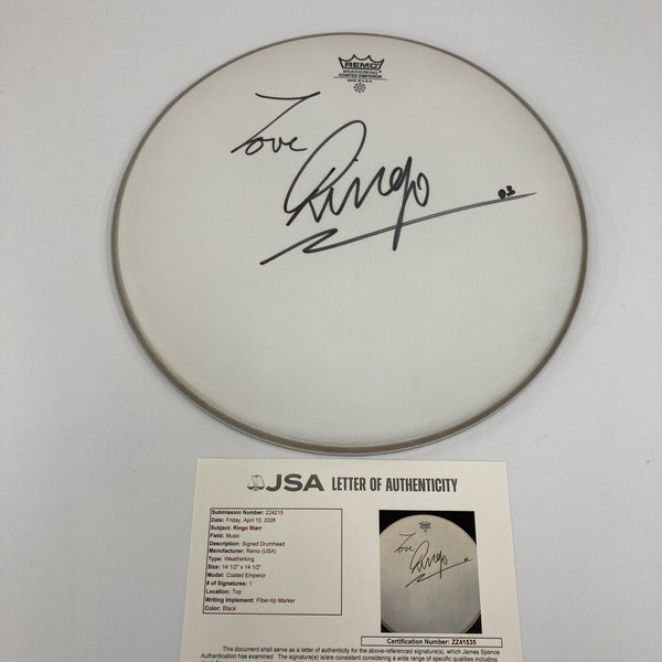 Ringo Starr Signed Remo Drumhead The Beatles JSA COA