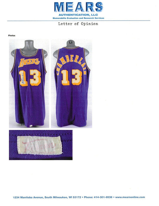 The Finest Wilt Chamberlain Signed Game Used Los Angeles Lakers Jersey MEARS A10