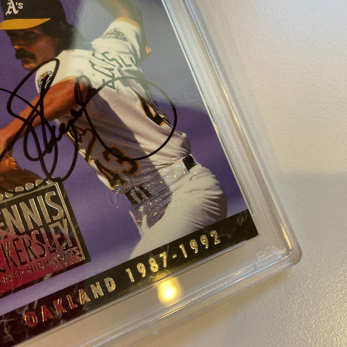 Rare 1993 Fleer Ultra Dennis Eckersley Signed Promo Card Fleer Stamp PSA DNA