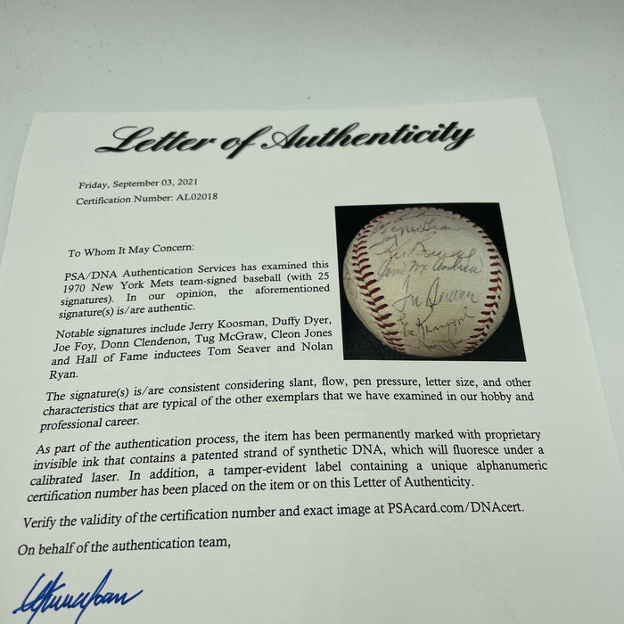 1970 New York Mets Team Signed Baseball Nolan Ryan & Tom Seaver PSA DNA COA