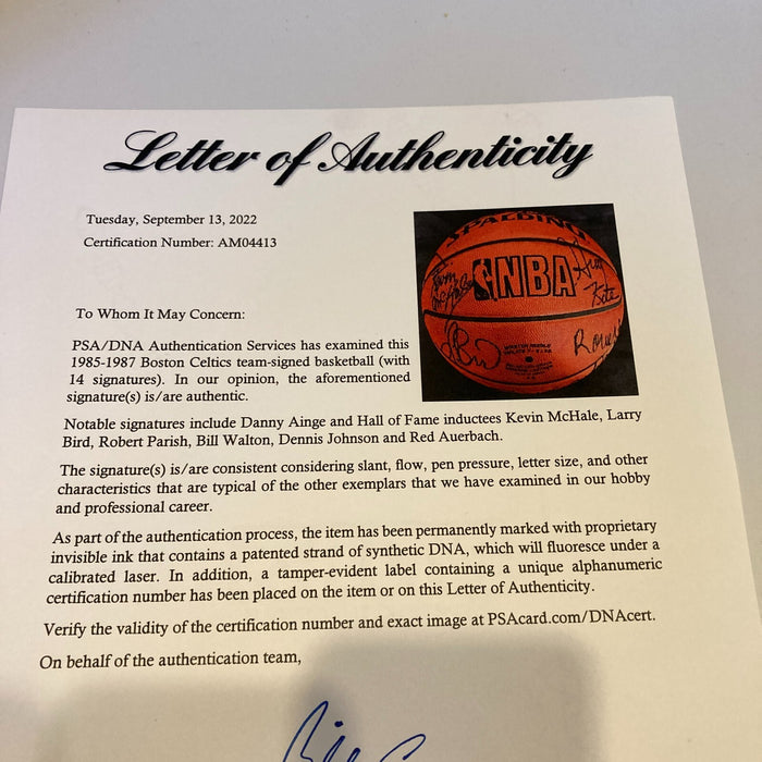1985 Boston Celtics NBA Champs Team Signed Official NBA Game Basketball PSA DNA