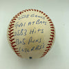 Ernie Banks Signed Heavily Inscribed Career STAT Baseball Reggie Jackson COA