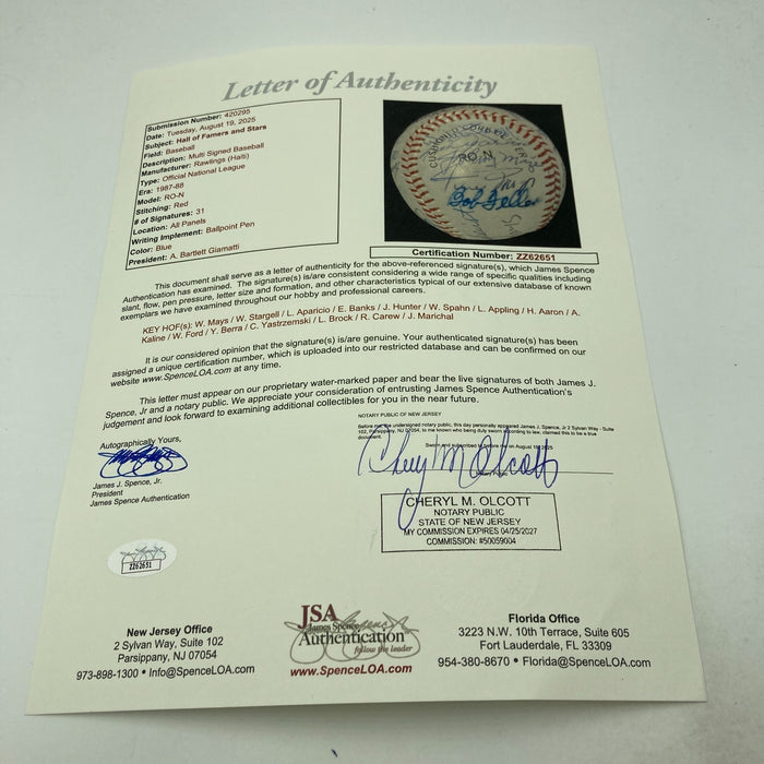Willie Mays Hank Aaron Hall Of Fame Multi Signed Baseball JSA COA