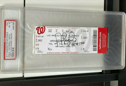 Albert Pujols 500th Home Run Signed Original Full Ticket PSA DNA COA 4-22-2014