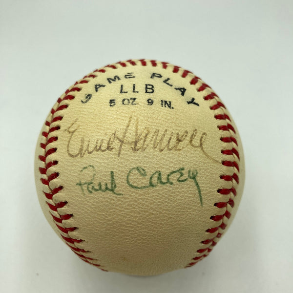 Ernie Harwell & Paul Carey Detroit Tigers Broadcasters Signed Baseball JSA COA