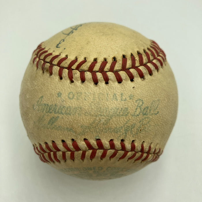 Joe Dimaggio Playing Days Signed 1946 American League Harridge Baseball JSA COA