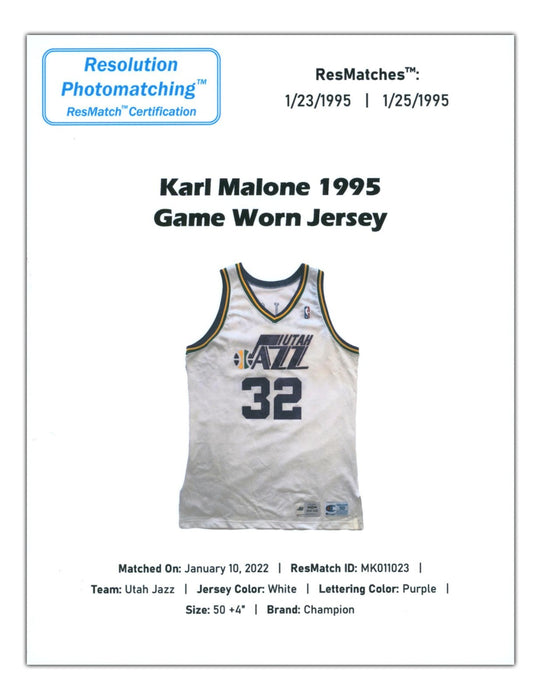The Finest Karl Malone Photo Matched 1994-95 Utah Jazz Game Used Jersey With COA