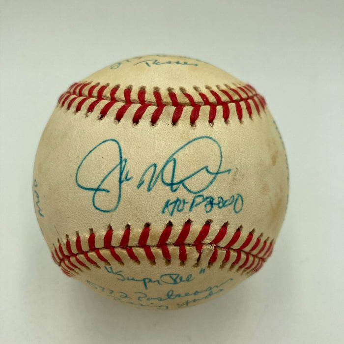 Joe Montana Signed Heavily Inscribed Career STAT Baseball Reggie Jackson COA