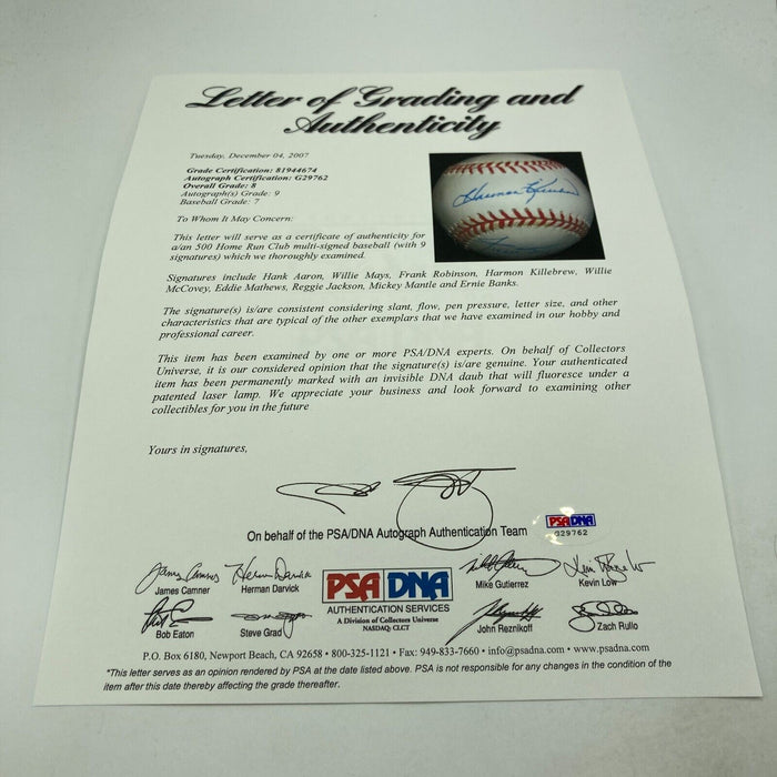 Mickey Mantle Willie Mays Hank Aaron 500 Home Run Signed Baseball PSA DNA