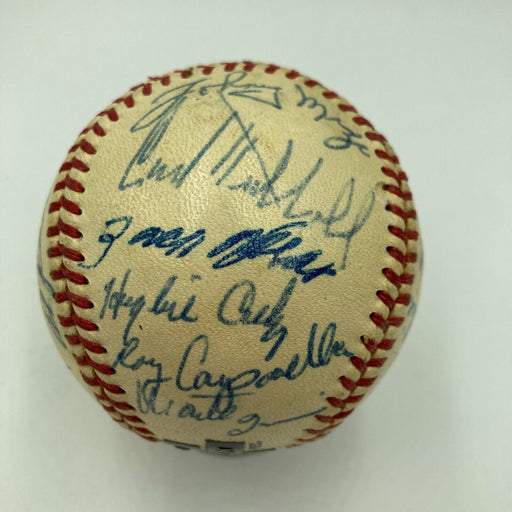 Zack Wheat Freddie Lindstrom Joe Medwick New York Legends Signed Baseball JSA