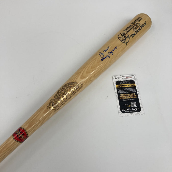 Yogi Berra Signed Inscribed 1999 Opening Day First Pitch Baseball Bat JSA COA