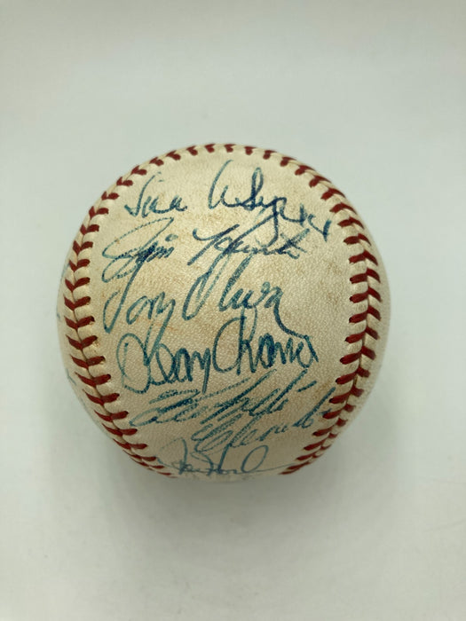 Beautiful 1967 All Star Game Team Signed Baseball Roberto Clemente 25 Sigs JSA