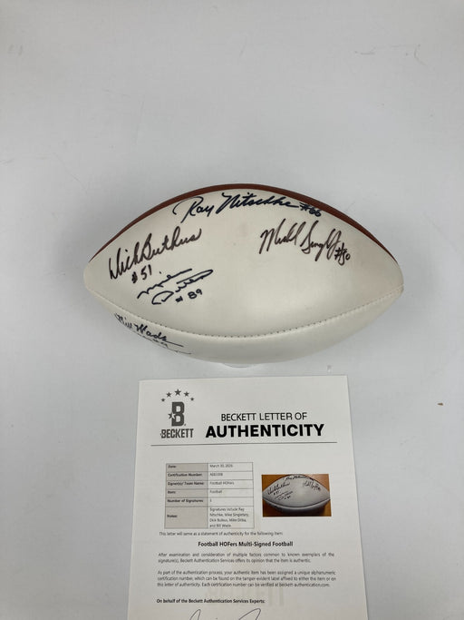 Ray Nitschke Dick Butkus Mike Ditka HOF Multi Signed Football Beckett COA